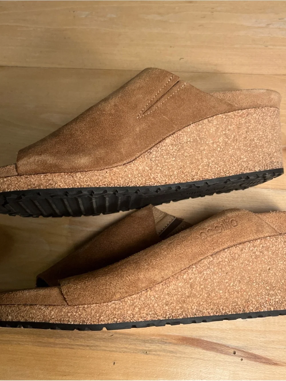 Birkenstock Papillo Suede Brown Cork Wedge Slip On Mules Sandals 40/9